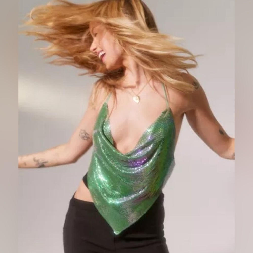 Urban Outfitters Paige Metallic Chainmail Cami